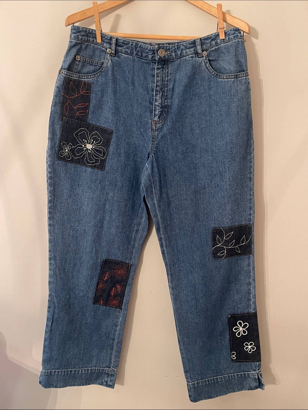 Telluride Clothing Co. Floral Patchwork Cropped Jeans Size 8